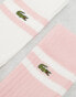 Фото #2 товара Lacoste 2 pack tipped ankle socks in white/pink