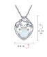 Gemstone Family Parent New Mother Created White Opal Heart Shaped Mom Loving Son Child Daughter Necklace Pendant For Women .925 Sterling Silver