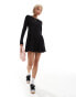 Фото #3 товара Monki long sleeve mini skater dress in black