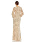 ფოტო #3 პროდუქტის Women's Embellished High Neck Puff Sleeve Trumpet Gown