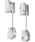 Rhodium-Plated Mixed Crystal & Bar Drop Earrings