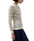 ფოტო #3 პროდუქტის Women's Stripe Crinkle Knit Long-Sleeve Top