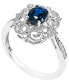 ფოტო #1 პროდუქტის Sapphire (7/8 ct. t.w.) & Diamond (1/20 ct. t.w.) Milgrain Ring in Sterling Silver