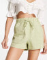 Фото #2 товара Stradivarius linen look runner short in khaki