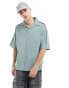 COLLUSION techy short sleeve revere shirt with raw seam detail in blue Stahlblau, XS - Chest 36 - фото #1