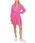 ფოტო #1 პროდუქტის Women's Ruffled-Neck Long-Sleeve Tiered Dress