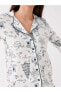 Gömlek Yaka Yılbaşı Temalı Uzun Kollu Kadın Pijama Takımı