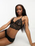 Фото #1 товара Lindex Jasmin poly blend lace longline strappy bralette in black - BLACK