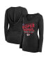 Women's Black Kansas City Chiefs Super Bowl LVIII Champions Loudmouth Tri-Blend V-Neck Long Sleeve Hoodie T-shirt