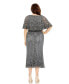 ფოტო #2 პროდუქტის Plus Size High Neck Embellished Column Dress with Cape