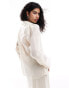 Mango Selection tie front sheer co-ord shirt in natural