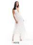 Фото #1 товара Vila Petite Bridal tulle plunge maxi dress with tiered skirt in white