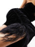 Фото #3 товара Jaded Rose velvet faux feather midaxi dress in black