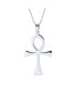 ფოტო #1 პროდუქტის Large Classic Men's Large Key To Life Egyptian Ankh Cross Pendant Necklace For Men Polished .925 Sterling Silver