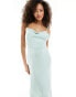 Vila Bridesmaid satin cowl neck maxi dress in light green