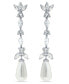 ფოტო #1 პროდუქტის Imitation Pearl Marquise Cubic Zirconia Tear Drop Earrings in Silver Plate
