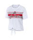 Women's White Ohio State Buckeyes Striped Front Knot Cropped T-shirt