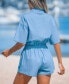 ფოტო #2 პროდუქტის Women's Collared Waist Tie Romper