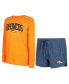 ფოტო #1 პროდუქტის Women's Navy, Orange Denver Broncos Raglan Long Sleeve T-shirt and Shorts Lounge Set