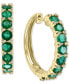 ფოტო #1 პროდუქტის EFFY® Emerald (2-3/4 ct. t.w.) & Diamond (1/6 ct. t.w.) Hoop Earrings in 14k Gold