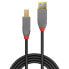Фото #2 товара Lindy 2m USB 3.2 Type A to B Cable - Anthra Line - 2 m - USB A - USB B - USB 3.2 Gen 1 (3.1 Gen 1) - 5000 Mbit/s - Black - Grey