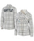 ფოტო #2 პროდუქტის Women's Oatmeal Seattle Kraken Plaid Button-Up Shirt Jacket