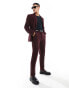 ASOS DESIGN slim fit wool mix suit trousers in burgundy twill