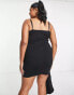 Фото #2 товара Jaded Rose Plus drape front mini cami dress in black