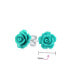 Фото #2 товара Set of 3 Delicate Floral Blooming 3D carved Red Blue Coral Rose Flower Stud Earrings For Women For For Mother Silver Plated