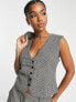 Фото #1 товара Vero Moda tailored houndstooth waistcoat co-ord in neutral check