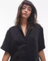 Topshop button down souvenior playsuit in black cupro