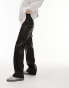 Фото #2 товара Topshop faux leather straight leg trouser in black