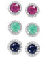 ფოტო #1 პროდუქტის Emerald (1/2 ct. t.w.), Ruby (5/8 ct. t.w.) and Sapphire (5/8 ct. t.w.) Earring Set in Sterling Silver