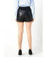 Фото #2 товара Women's Lace Trimmed Leather Shorts