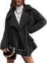 Фото #23 товара Xmiral Women's long sleeve winter warm plush sweatshirt casual plain coats