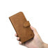 2w1 etui skórzany pokrowiec z klapką iPhone 14 Pro Max Anti-RFID Oil Wax Wallet Case jasno-brązowy