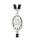 Фото #3 товара Diamond2Deal sterling Silver Enameled Black Glass Bead Rosary Pendant Necklace 24"