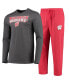 ფოტო #2 პროდუქტის Men's Red and Heathered Charcoal Wisconsin Badgers Meter Long Sleeve T-shirt and Pants Sleep Set