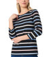 Petite Striped Button-Shoulder Cotton Top