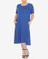Фото #1 товара Plus Size Short Sleeve Pocket Swing Midi Dress