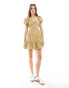 Фото #3 товара Miss Selfridge poplin tiered mini tea dress in khaki