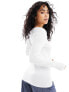 Фото #7 товара Vero Moda soft scoop neck long sleeve top in white