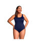 Фото #3 товара Plus Size Chlorine Resistant High Leg Soft Cup Tugless Sporty One Piece Swimsuit