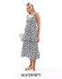 Фото #1 товара Vero Moda Maternity shirred cami midi dress in navy blue floral