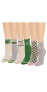 Women's 6 Pack Pickle ball Quarter Crew Socks, Pink/Green, One Size