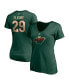 Фото #1 товара Women's Marc-Andre Fleury Green Minnesota Wild Authentic Stack Name and Number V-Neck T-shirt