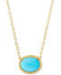 ფოტო #1 პროდუქტის Genuine Sleeping Beauty Turquoise Pendant Necklace in 14k Yellow Gold, 18" + 1" extender