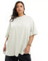 ASOS DESIGN Curve oversized loop back t-shirt in stone