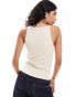 4th & Reckless embroidered logo racerneck vest top in beige