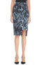 Фото #1 товара Halston Heritage Women's Feathers print Chiffon Skirt Black Blue Size 0